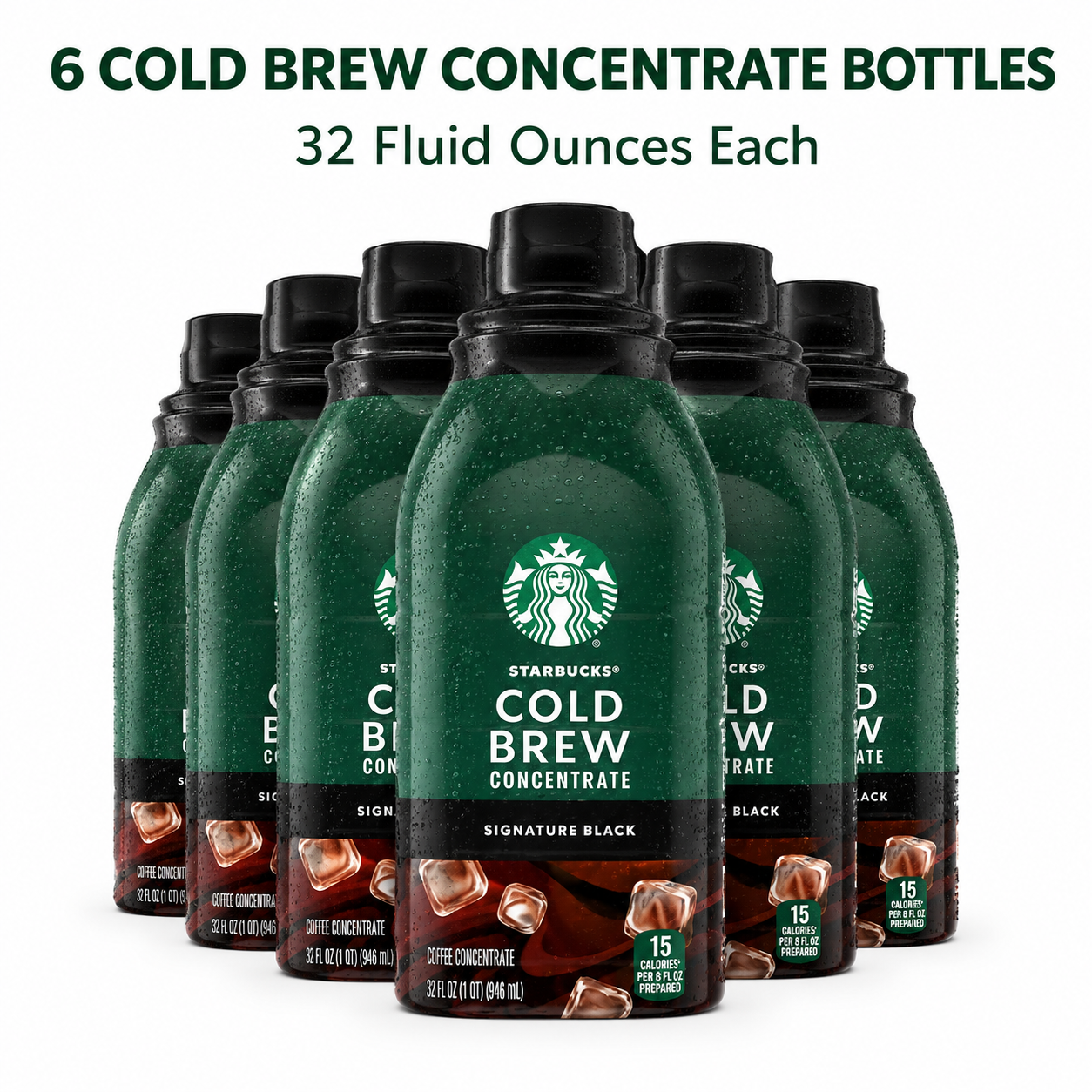 (6 pack) Starbucks Signature Black, Cold Brew Coffee Concentrate, Iced Coffee, 32 fl oz