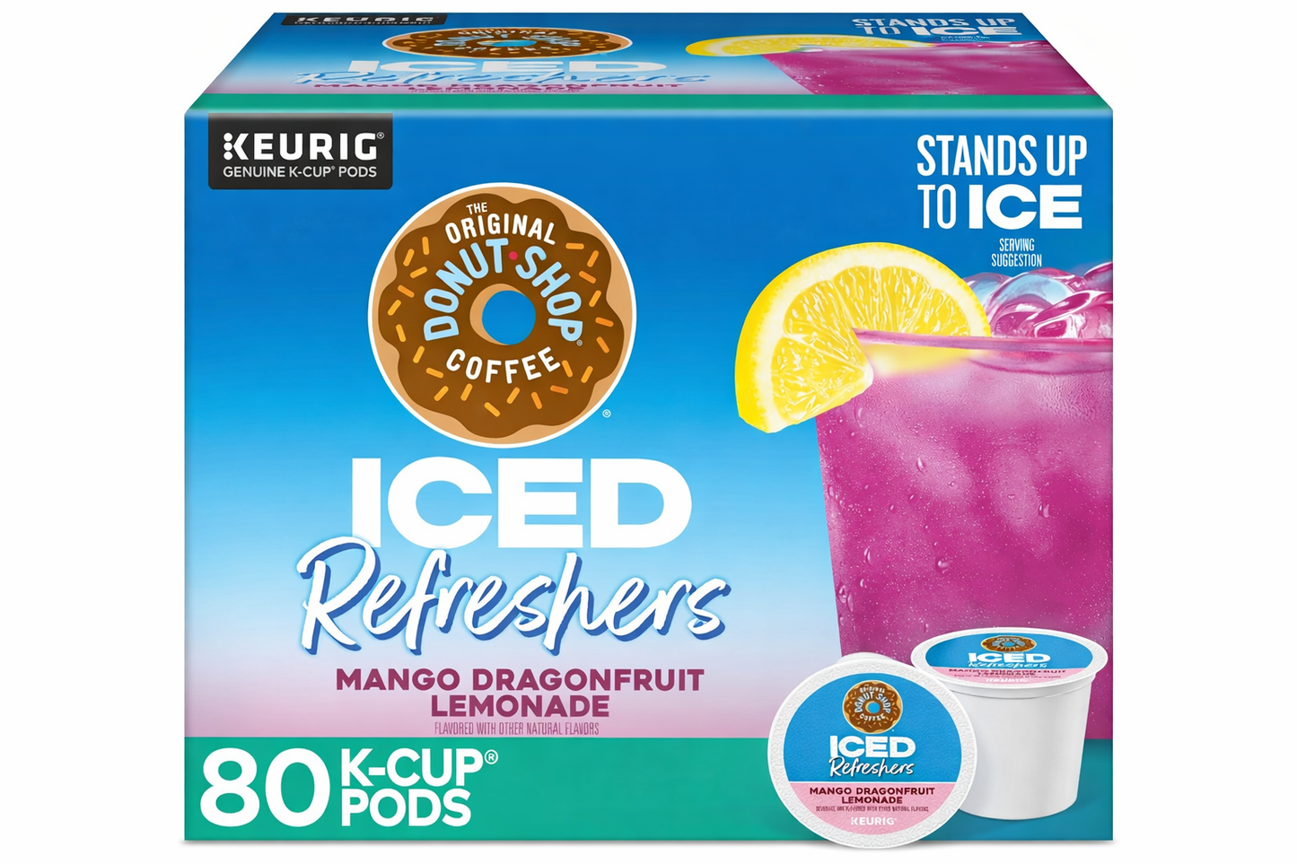 The Original Donut Shop Iced Refreshers, Mango Dragon fruit Lemonade 80 Count 4 boxes of 20