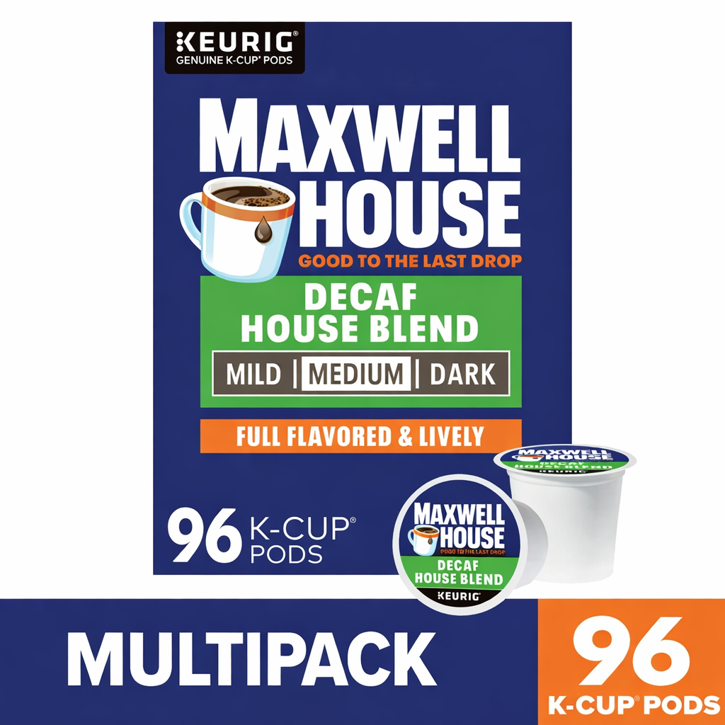 Maxwell House House Blend Decaf Coffee K-Cup Pods, Decaffeinated, 96 ct Box 4 boxes of 24