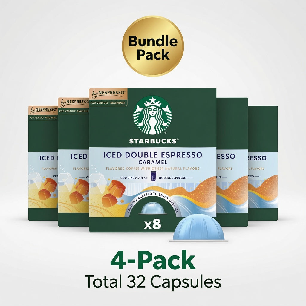Starbucks by Nespresso Vertuo Capsules Iced Double Espresso Caramel Flavored Light Roast Coffee Pods - 32ct