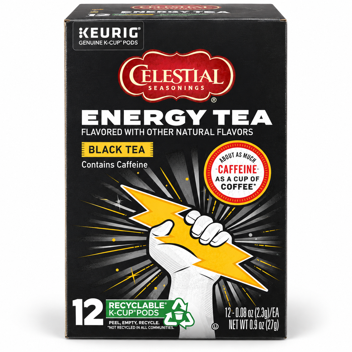 Celestial Seasonings ENERGY TEA Black Tea 12 Count K-Cup Pods Keurig