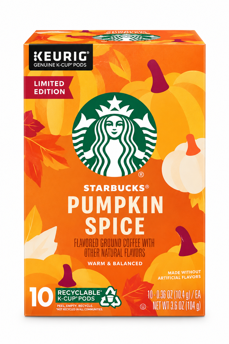 Starbucks Seasonal Flavored Pumpkin Spice Coffee Pods Box 10 Count