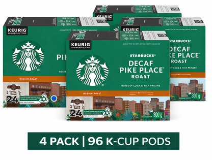 Starbucks Decaf Pike Place Roast Medium Roast Coffee K Cup Pods, 24 Count Hot or Iced