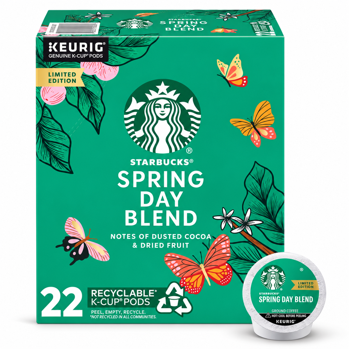 Starbucks Spring Day Blend, Medium Roast K-Cup Coffee Pods, 22 Count K Cups