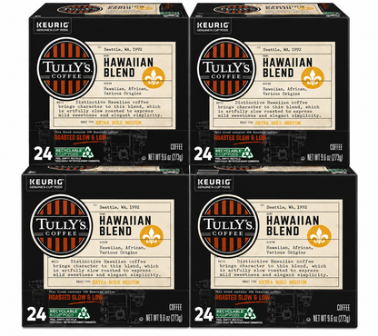 Tully's Coffee Hawaiian Blend, Single-Serve Keurig K-Cup Pods, Medium Roast Coffee, 24 Count