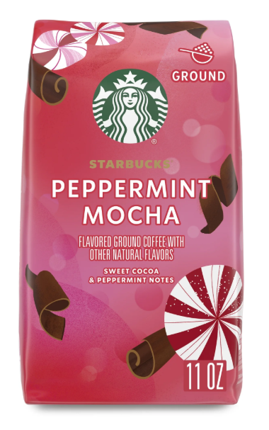 Starbucks Peppermint Mocha Flavored Ground Coffee, 100% Arabica, Naturally Flavored, Limited Edition, 11 oz