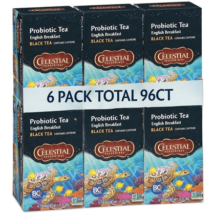 Celestial Seasonings Black Tea, Probiotic Tea, English Breakfast, 16 Count (Pack of 6) (Packaging May Vary)