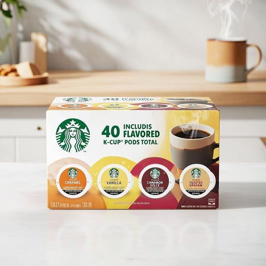 Starbucks K-Cup Coffee Pods, Flavored Hot or Iced Coffee, Variety Pack, 40 Keurig Pods (package may vary)
