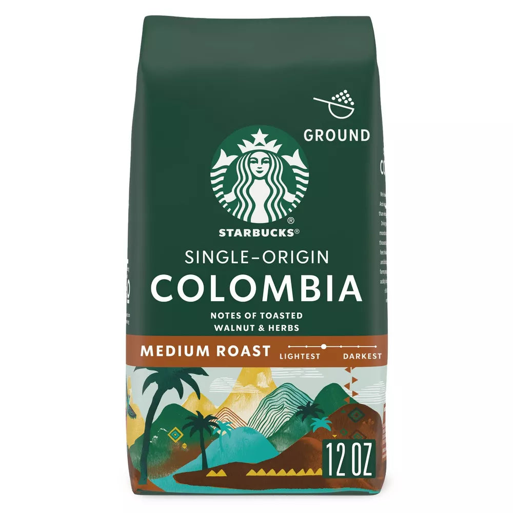 Starbucks Medium Roast Ground Coffee Colombia 100% Arabica 1 bag 12 oz
